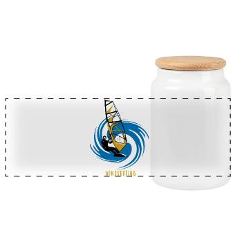 Windsurfing - Panoramic Cookie Jar with Wooden Lid - white - Front