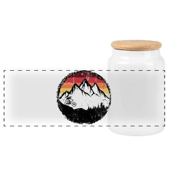 Alpine Sunset Mountain Ride - Panorama Keksdose mit Holzdeckel - Weiß - Vorne