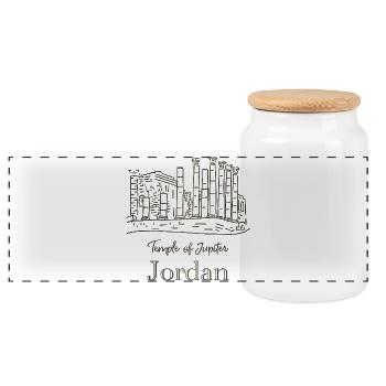 Jordan, Jerash, Temple of Jupiter - Panoramic Cookie Jar with Wooden Lid - white - Front