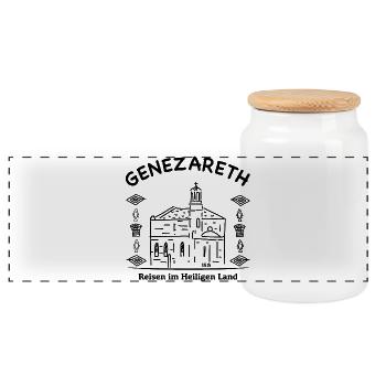 See Genezareth, Tabhga, Primatskirche, Israel - Panorama Keksdose mit Holzdeckel - Weiß - Vorne