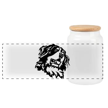 Tête de chien de montagne bernois - Boîte à biscuits avec couvercle en bois - blanc - Devant