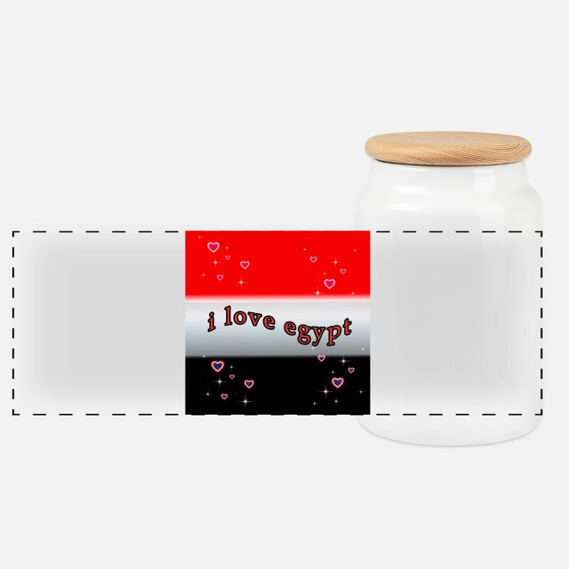 i love egypt - Panoramic Cookie Jar with Wooden Lid - white