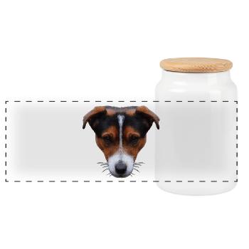 kleidung frauen, Jack russel terrier Kopf - Panorama Keksdose mit Holzdeckel - Weiß - Vorne