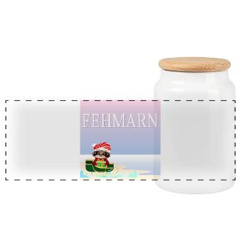 Weihnachten auf Fehmarn - FAULTIERE - OSTSEE - Panorama Keksdose mit Holzdeckel - Weiß - Vorne