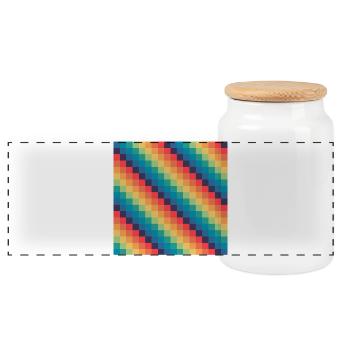 Mosaïque retro multicolore - Boîte à biscuits avec couvercle en bois - blanc - Devant