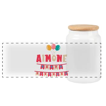 T-shirt Aimone joyeux anniversaire joyeux anniversaire - Boîte à biscuits avec couvercle en bois - blanc - Devant