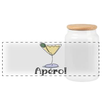 Aperitif - Cocktail - DRINK - Panorama Keksdose mit Holzdeckel - Weiß - Vorne