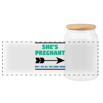 Famille enceinte Déclaration des parents Mère Bébé - Boîte à biscuits avec couvercle en bois - blanc - Devant
