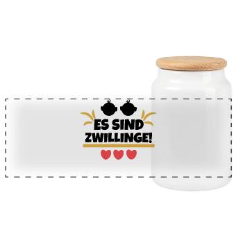 Herz Babybauch Statement Schwanger Schwangerschaft - Panorama Keksdose mit Holzdeckel - Weiß - Vorne