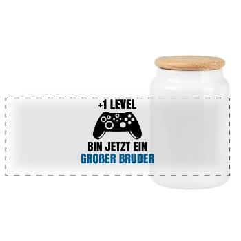 Schwangerschaft Schwanger Babybauch Statement - Panorama Keksdose mit Holzdeckel - Weiß - Vorne