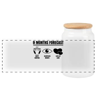 Déclaration humoristique Enceinte Bébé né coeur - Boîte à biscuits avec couvercle en bois - blanc - Devant