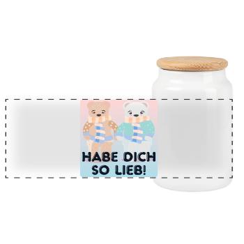 Habe Dich so lieb - Paare - Panorama Keksdose mit Holzdeckel - Weiß - Vorne