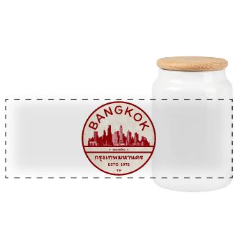 Bangkok Skyline Badge - Boîte à biscuits avec couvercle en bois - blanc - Devant