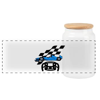 Formule un - Boîte à biscuits avec couvercle en bois - blanc - Devant