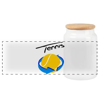 Tennis - Boîte à biscuits avec couvercle en bois - blanc - Devant
