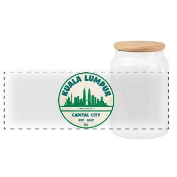 Kuala Lumpur Skyline Emblem - Panorama Keksdose mit Holzdeckel - Weiß - Vorne