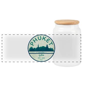 Phuket Skyline Vintage Badge - Boîte à biscuits avec couvercle en bois - blanc - Devant