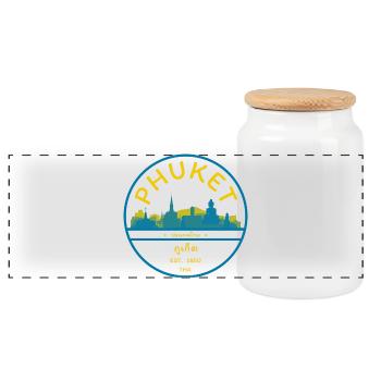 Emblème de la silhouette de la ville de Phuket - Boîte à biscuits avec couvercle en bois - blanc - Devant