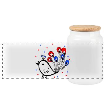 Carnival, Carnival, Sparrow - Panoramic Cookie Jar with Wooden Lid - white - Front