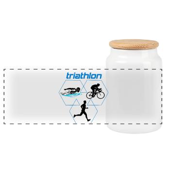 Triathlon - Panorama Keksdose mit Holzdeckel - Weiß - Vorne