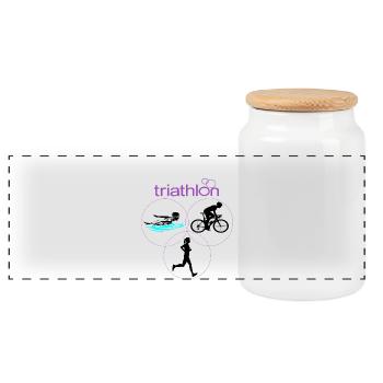 Triathlon - Panorama Keksdose mit Holzdeckel - Weiß - Vorne