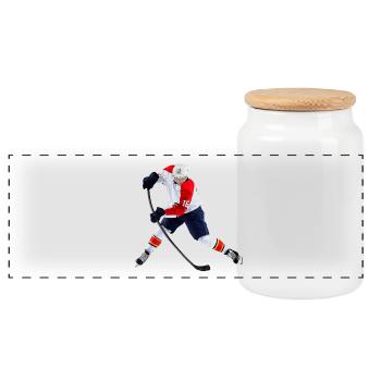 Hockey sur glace - Boîte à biscuits avec couvercle en bois - blanc - Devant