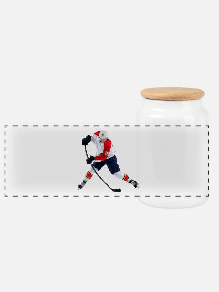 Eishockey - Panorama Keksdose mit Holzdeckel - Weiß