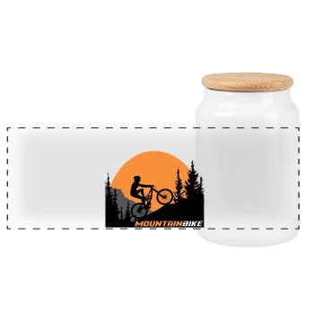 Mountain bike - Panoramic Cookie Jar with Wooden Lid - white - Front