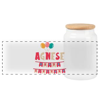 T-shirt Agnese joyeux anniversaire joyeux anniversaire - Boîte à biscuits avec couvercle en bois - blanc - Devant