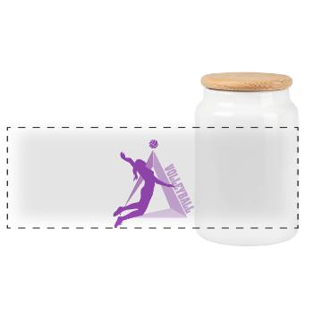 Volleyball - Panorama Keksdose mit Holzdeckel - Weiß - Vorne