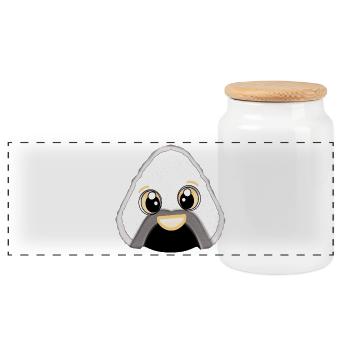ONIGIRI - KAWAII SUSHI - FUNNY - Panoramic Cookie Jar with Wooden Lid - white - Front