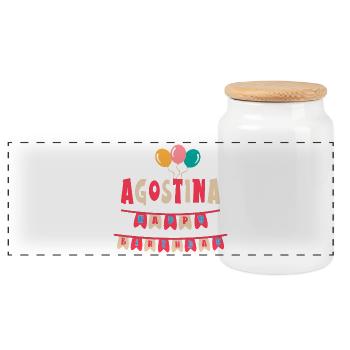 Agostina t-shirt happy birthday happy birthday - Panoramic Cookie Jar with Wooden Lid - white - Front