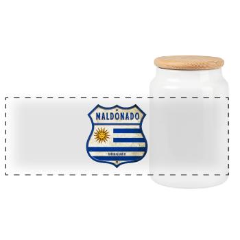 Design vintage Maldonado Uruguay - Boîte à biscuits avec couvercle en bois - blanc - Devant