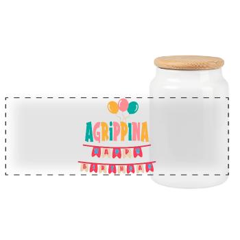 Agrippina t-shirt happy birthday happy birthday - Panoramic Cookie Jar with Wooden Lid - white - Front