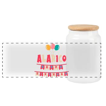 Alaric t-shirt happy birthday happy birthday - Panoramic Cookie Jar with Wooden Lid - white - Front