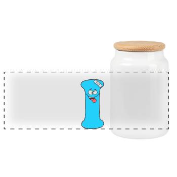 I - Panoramic Cookie Jar with Wooden Lid - white - Front