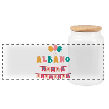 T-shirt Albano joyeux anniversaire joyeux anniversaire - Boîte à biscuits avec couvercle en bois - blanc - Devant