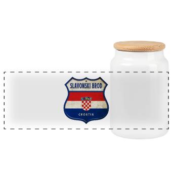 Slavonski Brod Kroatien Flaggen Wappen Design - Panorama Keksdose mit Holzdeckel - Weiß - Vorne
