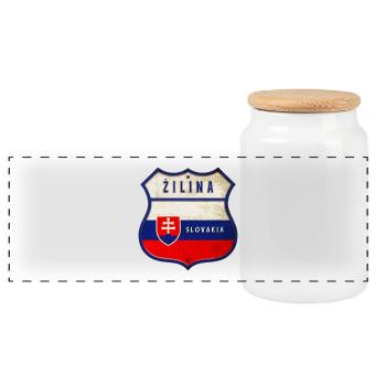 Žilina Slowakei Wappen Flaggen Design - Panorama Keksdose mit Holzdeckel - Weiß - Vorne