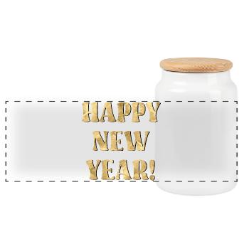Bonne Année 2027 - Boîte à biscuits avec couvercle en bois - blanc - Devant