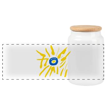 Sonnenblume - Panorama Keksdose mit Holzdeckel - Weiß - Vorne