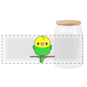 Perroquet Budgerigar - Boîte à biscuits avec couvercle en bois - blanc - Devant