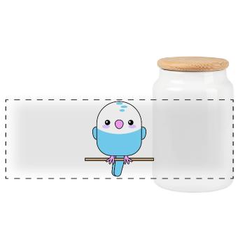 Perruche mignonne, perroquet, oiseau - Boîte à biscuits avec couvercle en bois - blanc - Devant
