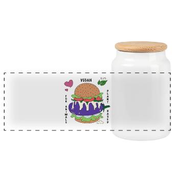 Vegan Burger Poster - Panorama Keksdose mit Holzdeckel - Weiß - Vorne