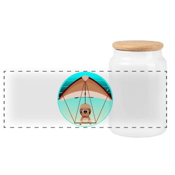 Hang gliding - English Bulldog - AIR SPORTS - Panoramic Cookie Jar with Wooden Lid - white - Front
