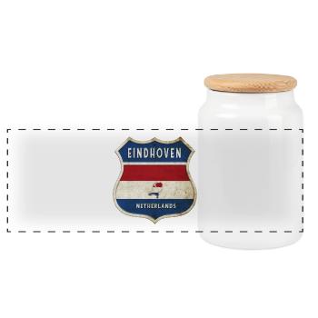 Eindhoven Netherlands coat of arms design - Panoramic Cookie Jar with Wooden Lid - white - Front