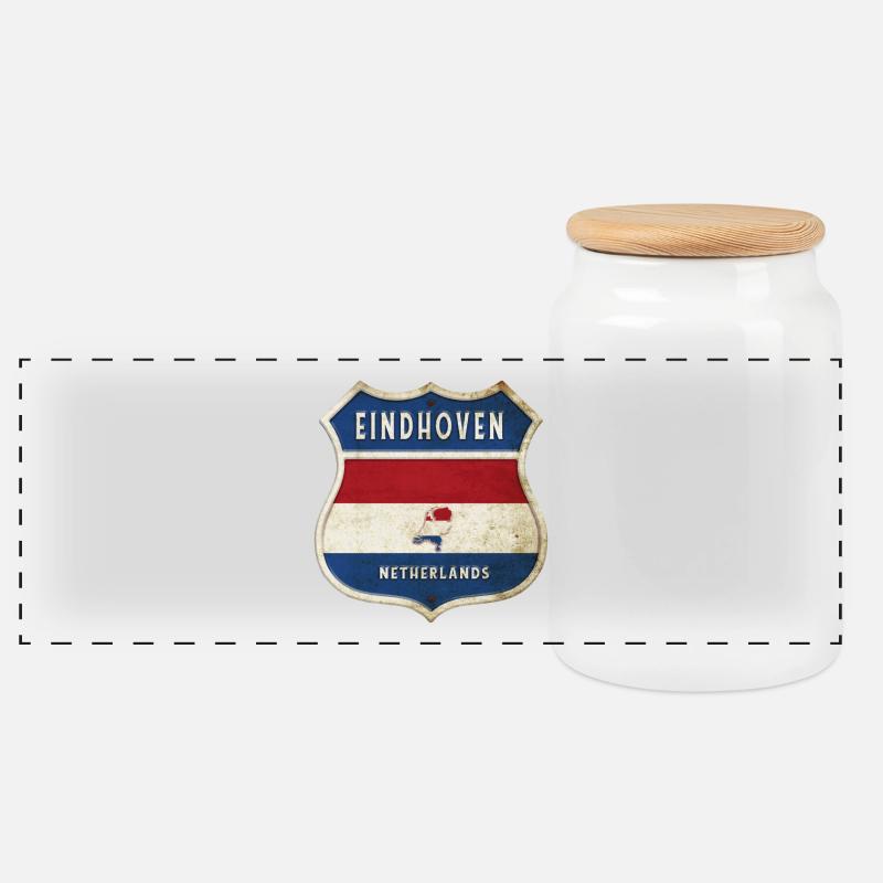 Eindhoven Niederlande Wappen Design - Panorama Keksdose mit Holzdeckel - Weiß