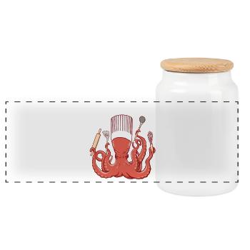 Poulpe Chef de Cuisine - Boîte à biscuits avec couvercle en bois - blanc - Devant