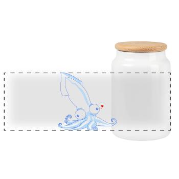 Octopus - Panorama Keksdose mit Holzdeckel - Weiß - Vorne