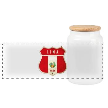 Design du drapeau de Lima (Pérou) - Boîte à biscuits avec couvercle en bois - blanc - Devant